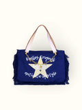 Bolsa Wallow Marinho com Alça de Couro Off White com Zíper