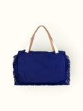 Bolsa Wallow Marinho com Alça de Couro Off White com Zíper