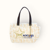 Bolsa Nuna Laranja com Alças de Couro Marrom Escuro