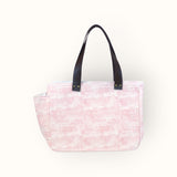 Bolsa Nuna Rosa com Alças de Couro Marrom Escuro