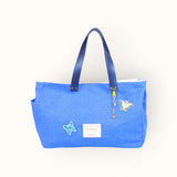 Bolsa Wallow Azul Port com Alça de Couro Marinho