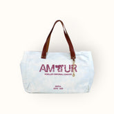 Bolsa Wallow Azul com Alça de Couro Marrom