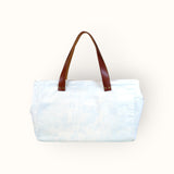 Bolsa Wallow Azul com Alça de Couro Marrom