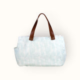 Bolsa Wallow Aqua com Alça de Couro Marrom Café