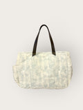 Bolsa Wallow Aqua com Alça de Couro Marrom Escuro
