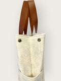 Bolsa Wallow Aqua com Alça de Couro Marrom Café