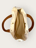 Bolsa Wallow Aqua com Alça de Couro Marrom Café