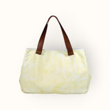 Bolsa Wallow Amarela com Alça de Couro Marrom Café