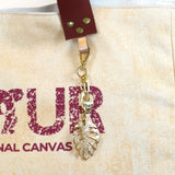 Bolsa Wallow Laranja com Alça de Couro Marrom