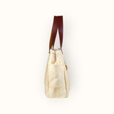 Bolsa Wallow Laranja com Alça de Couro Marrom
