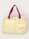 Bolsa Wallow Bege com Alça de Couro Rosa Choque