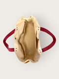 Bolsa Wallow Bege com Alça de Couro Rosa Choque
