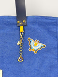 Bolsa Wallow Azul Port com Alça de Couro Marinho