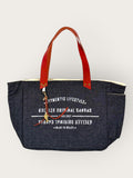 Bolsa Nuna Jeans Preto com Alças de Couro Vermelho