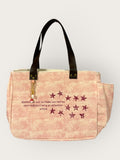 Bolsa Nuna Rosa com Alças de Couro Marrom Escuro