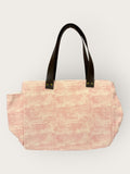 Bolsa Nuna Rosa com Alças de Couro Marrom Escuro