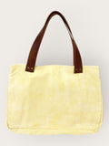 Bolsa Wallow Amarela com Alça de Couro Marrom Café