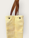 Bolsa Wallow Amarela com Alça de Couro Marrom Café