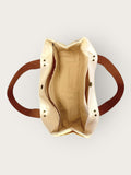 Bolsa Wallow Amarela com Alça de Couro Marrom Café