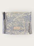 Bolsa Katrin Arabesque Azul com Alças de Corrente e Couro Preto