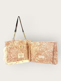 Bolsa Katrin Arabesque Terracota com Alças de Corrente e Couro Marrom Escuro