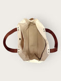 Bolsa Wallow Bege com Alça de Couro Marrom