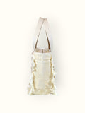 Bolsa Nuna Bege com Alças de Couro Off White com Zíper