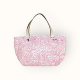 Bolsa Nuna Arabesque Rosa com Alças de Couro Off White