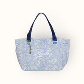 Bolsa Nuna Arabesque Azul com Alças de Couro Marinho