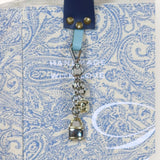 Bolsa Nuna Arabesque Azul com Alças de Couro Marinho