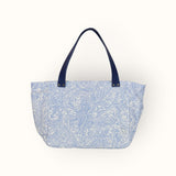 Bolsa Nuna Arabesque Azul com Alças de Couro Marinho
