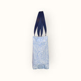 Bolsa Nuna Arabesque Azul com Alças de Couro Marinho