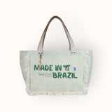 Bolsa Nuna Verde com Alças de Couro Off White