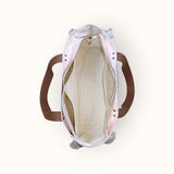 Bolsa Wallow Rosa com Alça de Couro Marrom com Zíper