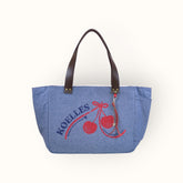 Bolsa Nuna Jeans Claro com Alças de Couro Marrom Escuro