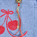 Bolsa Nuna Jeans Claro com Alças de Couro Marrom Escuro