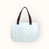 Bolsa Nuna Aqua com Alças de Couro Marrom Escuro