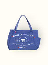 Bolsa Wallow Jeans com Alça de Couro Marinho