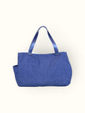 Bolsa Wallow Jeans com Alça de Couro Marinho