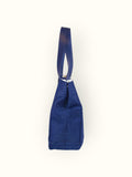 Bolsa Wallow Jeans com Alça de Couro Marinho