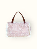 Bolsa Wallow Arabesque Terracota com Alça de Couro Marrom com Zíper