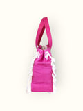 Bolsa Wallow Rosa Choque com Alça de Couro Rosa com Zíper