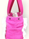 Bolsa Wallow Rosa Choque com Alça de Couro Rosa com Zíper