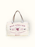 Bolsa Wallow Bege com Alça de Couro Off White com Zíper