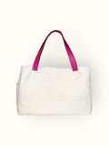 Bolsa Wallow Bege com Alça de Couro Rosa