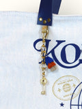 Bolsa Wallow Azul com Alça de Couro Marinho