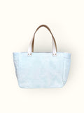 Bolsa Nuna Aqua com Alças de Couro Off White com Zíper