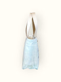 Bolsa Nuna Aqua com Alças de Couro Off White com Zíper