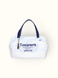 Bolsa Wallow Azul com Alça de Couro Marinho