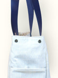 Bolsa Wallow Azul com Alça de Couro Marinho